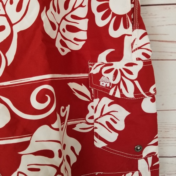 Caribbean Joe Men's XL Red Tropical Hawaiian Swim - Picture 2 of 7
